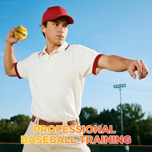 Official Size & Weight Baseball for Training - Synthetic Leather Cover with Cork Rubber Core | Red, Yellow