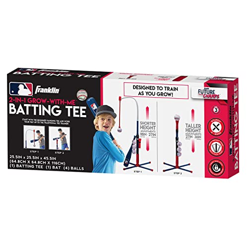 Franklin Sports Grow-with-Me Kids Baseball Batting Tee + Stand Set for Youth + Toddlers - Youth Baseball, Softball + Teeball Hitting Tee Set for Boys + Girls - style: Grow With Me Tee - MLB Baseball