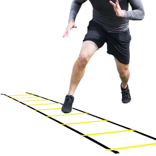 Agility Ladder, Speed Training Ladder for Soccer, Football, Fitness, Footwork & Agility Drills Durable Training Equipment with Carry Bag 8 Rungs, 12 Feet