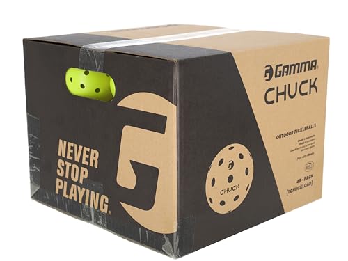 GAMMA Chuck Outdoor Pickleballs, Symmetrical 38-Hole Design, USAPA Approved for Tournament Play, Durable, All-Weather Endurance, Consistent Flight, Enhanced Speed, Competitive & Practice - style: 48 Pack