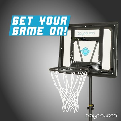 Play Platoon Swimming Pool Basketball Hoop Poolside Above Ground Games for Family - Backboard Adjustable Height 3-4 Feet, Includes PU Leather Basket Ball & Air Pump - Great for Inground Pool Deck