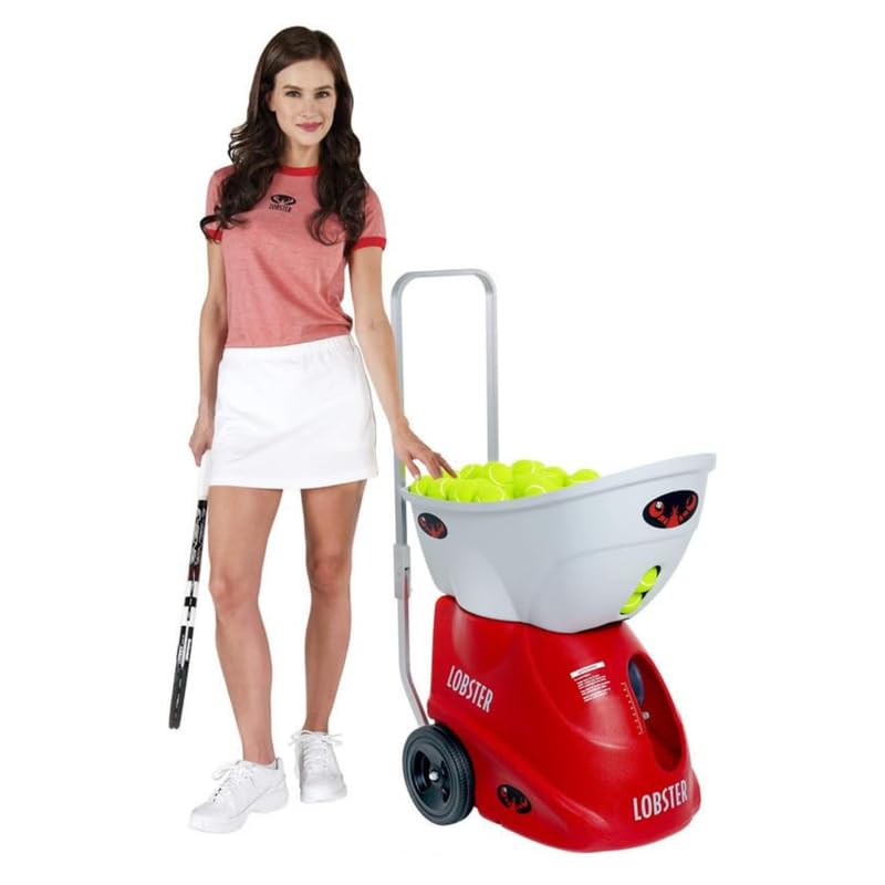 LOBSTER Sports Elite Tennis Ball Machine - Auto Portable Tennis Ball Launcher, Preloaded & Custom Drills, Spin Control, Lob Elevation Switch, Ball Speed (up to 80MPH), with Multi-Function Remote - style: Elite Liberty