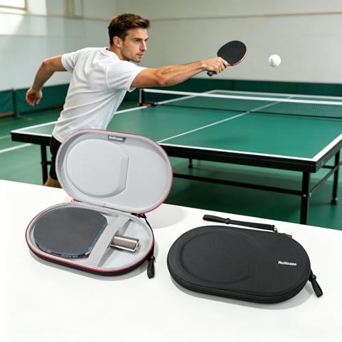 Carrying Case for Ping Pong Paddles/Table Tennis Paddles, Hard Protecitve Bag with Adjustable Wrist Strap, Compact Design Portable Lightweight (Case Only) - color: Black