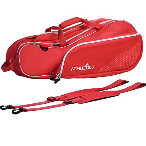 Athletico 6 Racquet Tennis Bag | Padded to Protect Rackets & Lightweight | Professional or Beginner Tennis Players | Unisex Design for Men, Women, Youth and Adults (Red)