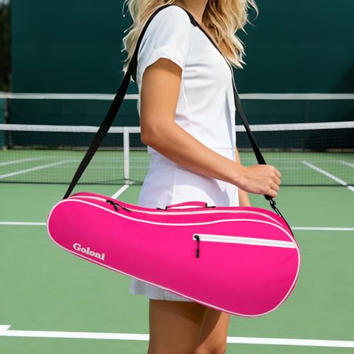 Goloni Tennis Bag for 3-4 Rackets, Water-Resistant Racket Bag with Padded Protection for Men Women Adults - color: Pink