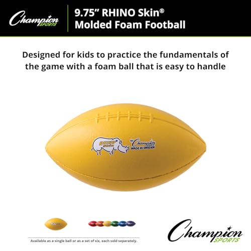 Champion Sports 10.5 Inch Rhino Skin Molded Foam Football, Yellow