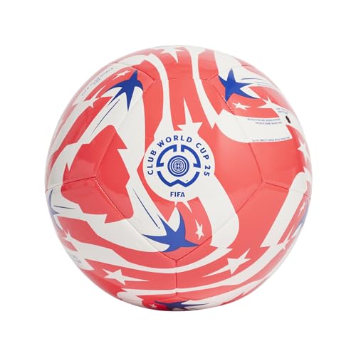 adidas FIFA Club World Cup Club Ball - Inspired Design, Durable Construction, Official Tournament Logo - color: White/Lucid Red/Power Blue/Black/Club, size: 5