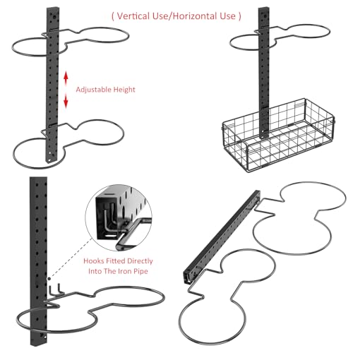 8 Tier Detachable Wall Mounted Basketball Rack,Vertical/Horizontal Football Holder,Holds 14 Balls DIY1/2/3/4 Soccer Stand,Height-Adjustable Ball Rack with Basket for Garage,Tool Room