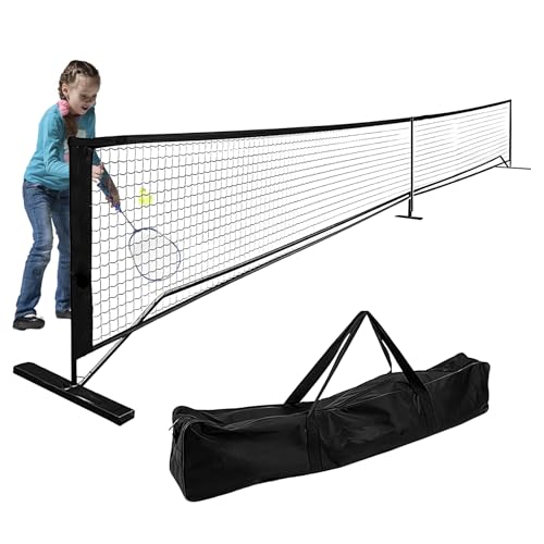 Tennis Net, Soccer Barrier, Practice Net, Compact Detachable Mesh, Portable 9.5kg Structure with Carry Bag 22ft Setup for Driveway Training, Family Backyard Indoor Matches - color: Black