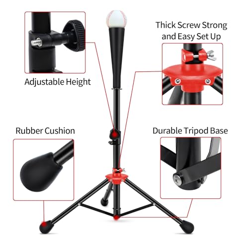 7x7ft/8x8ft Baseball Softball Net with Steel Frame for Batting, Hitting, Pitching, Portable Baseball Batting Net with Carry Bag, Great for All Levels - size: 7FT Red(Tee)