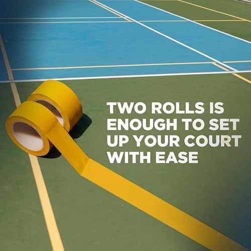 2-Pack Pickleball Court Tape 2in x 108FT – Temporary Court Marking Kit for Outdoor & Indoor Courts, Floor Tape for Pickleball, Tennis, Badminton, Gym, Non-Reflective