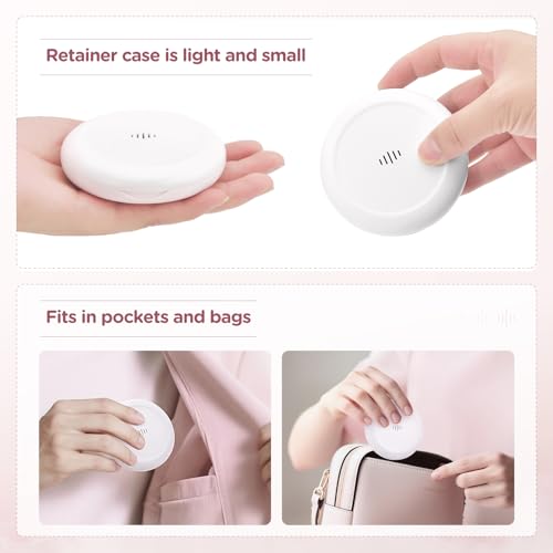 Retainer Case Slim Aligner Case with Vent Holes Removable Inner Tray Silicone for Easy Cleaning (2Pack White Pink) - color: 2Pack White Pink