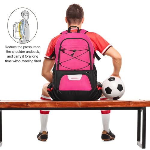Goloni Basketball Backpack Bag,35L Basketball Bag with with Separate Ball & Shoe Compartments,Large Sports Bag for Basketball - color: Pink