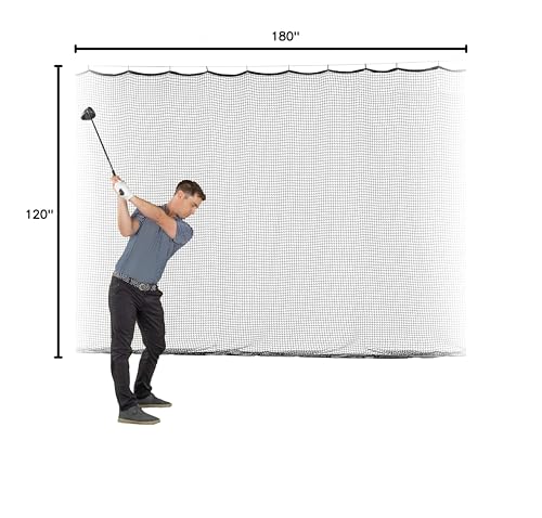 GoSports Golf Netting – Heavy Duty Golf Practice Net for Backyard Driving Range, Golf Simulator & Hitting Cage – Bulk Golf Netting for Indoor & Outdoor Use – 10 ft, 15 ft, 20 ft