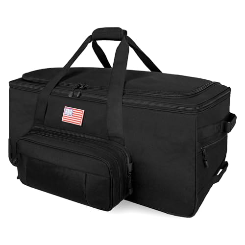 150L Large Rolling Duffle Bag with Wheels, Heavy Duty 32'' Tri-Wheel Gear Hauler for Camping,Moving Sports Equipment,Military & Airline Checked Bag Approved,Black - color: Black