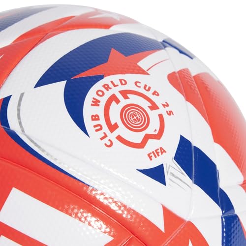 adidas FIFA Club World Cup Club Ball - Inspired Design, Durable Construction, Official Tournament Logo - color: White/Lucid Red/Power Blue/Silver/League, size: 5