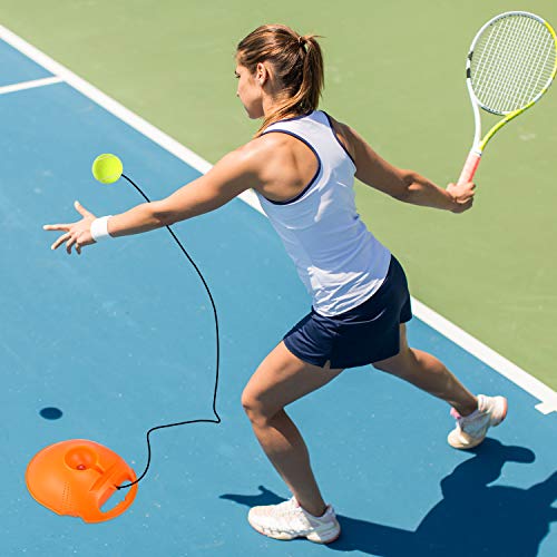 Gejoy 4 Packs Tennis Training Ball with String Tennis Trainer Balls Self Practice Tool Ball Training Equipment for Trainer Practice Exercise