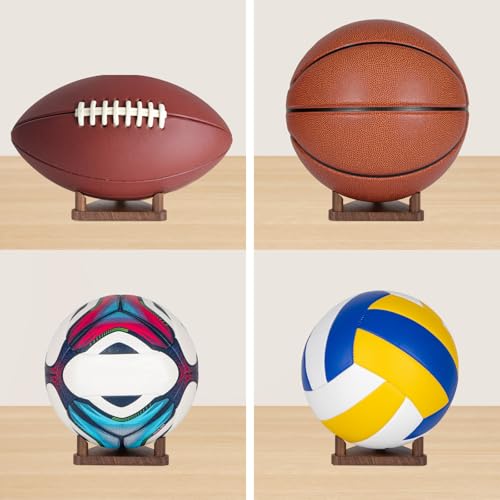 PUERSI Ball Holder Wall Mount Ball Stand Display Storage for Basketball Football Soccer Volleyball - color: Walnut-1 Pack