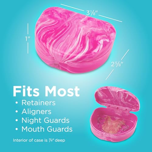 Practicon Marble Retainer Cases, Orthodontic Aligner Case, Mouth Guard Holder (3 Pack) (Pink) - color: Pink
