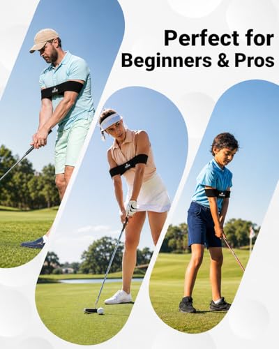 Golf Arm Band Training Aid for Swing Connection, Arm Connection Golf Trainer for Better Tempo, Ball Striking & Consistency, Easy Golf Swing Training Aid for Indoor Practice, Golf Gift for Golfers