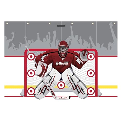 EALER Hockey Shooting Tarp 7x10 FT & 7/8x16 FT in 1 - Heavy Duty Goalie Target for Ice & Street Practice - Tear-Proof Built-in Shooter Tutor - Net Replacement for Garage Wall Protection - size: 7' x 10'