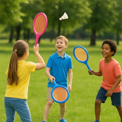 Badminton Racket Set for Kids, Toddlers with Paddles, Ball and Birdie - Junior Kindergarten Student Outdoor Sports Tennis Racquet Play Game Beach Toys