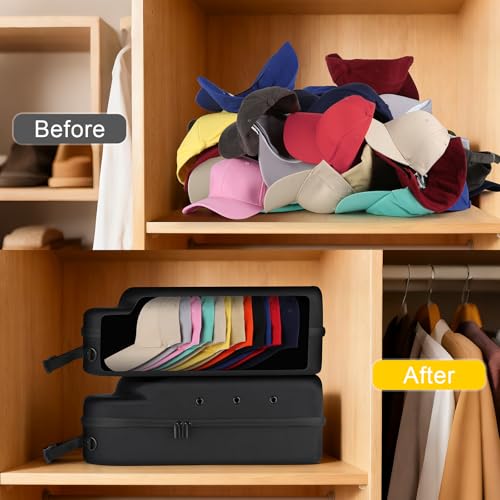 GERMUN Hard baseball hat case, Hat Carrier Travel Case with Adjustable Shoulder Strap, Hat cap case for 12 Baseball Caps - Perfect for Traveling & At-Home Storage (Black) - color: 12 Black