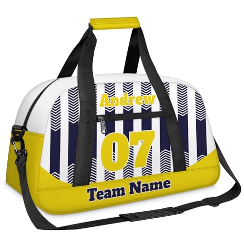 Basketball Soccer Gifts for Boys Girls - Custom Sports Duffle Bag, Personalized Name & Team Bag, Water-Resistant Gym Bag for Basketball, Soccer, Volleyball | Y-Navy Yellow - color: Y-Navy Yellow