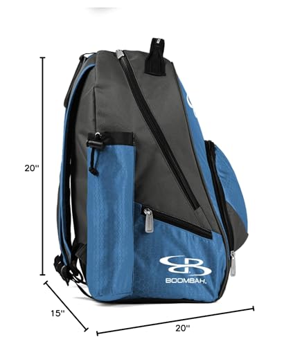 Boombah Tyro Baseball/Softball Bat Backpack - 20" x 15" x 10" - Holds 2 Bats up to Barrel Size of 2-5/8" - color: Charcoal/Columbia Blue_C23