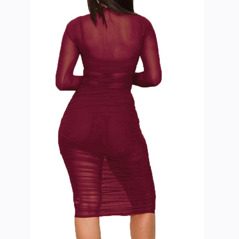 Superfine 4-Way Stretch Net Fabric Nylon Spandex Power Mesh, Pre-Cut 5 Yards Long 60" Wide, Lightweight Sheer (Wine Red) - color: Wine Red