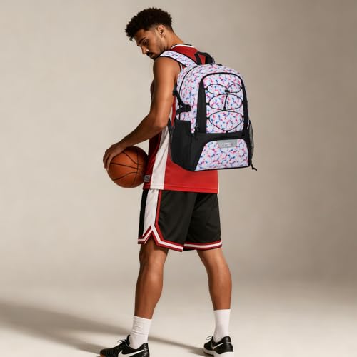 Goloni Basketball Backpack,Large Sports Bag with Ball Compartment & Shoe Compartment,Basketball Bag Fit Volleyball, soccer,Gym - color: Fireworks Display