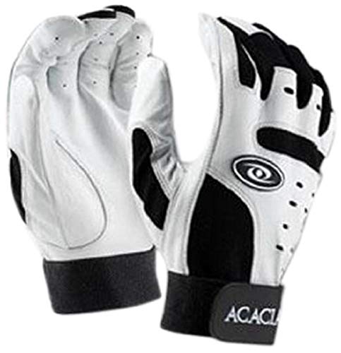 Acacia Home Run Baseball Batting Gloves - color: White/Black, size: Youth Large