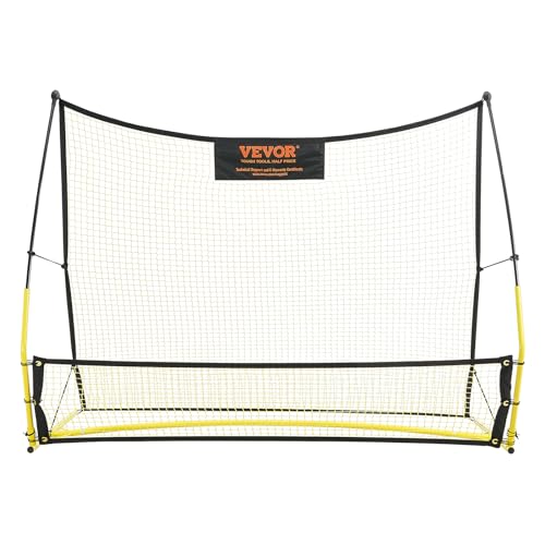 VEVOR Soccer Trainer,Portable Soccer Rebounder Net, Iron Soccer Practice Equipment, Sports Football Rebounder Wall with Portable Bag, Perfect for Team Solo Training, Passing, Volley