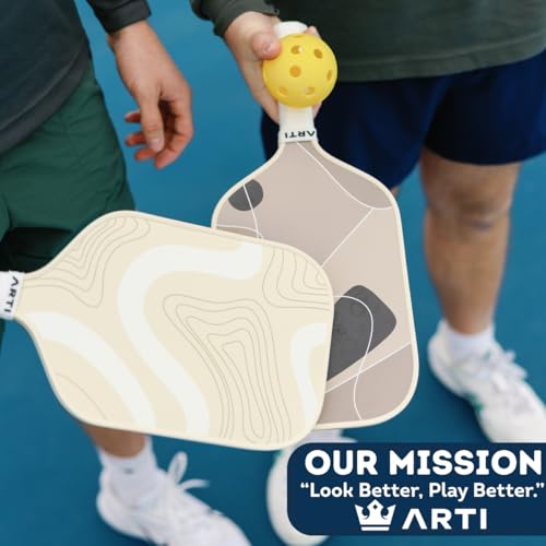 ARTI Pickleball Paddles Set of 2-USAPA Approved Fiberglass Surface Pickleball Set,2 Pickleball Rackets, 4 Balls and 1 Portable Carry Bag - color: Sandstorm