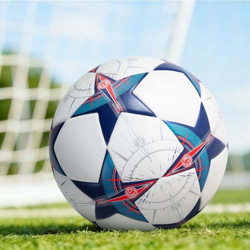 Soccer Ball Size 5, Professional Seamless Waterproof PU Training Game Ball Official Match Ball for Adults and Youth, Indoor & Outdoor with Pump and Mesh Bag
