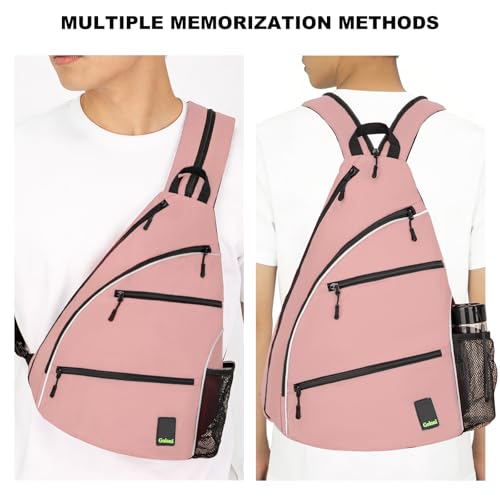 Goloni Pickleball Bag for Women Men, Convertible Pickleball Backpack Sling Bag with Fence Hook, Waterproof Polyester Paddle Bag with Multiple Compartments - color: Pink