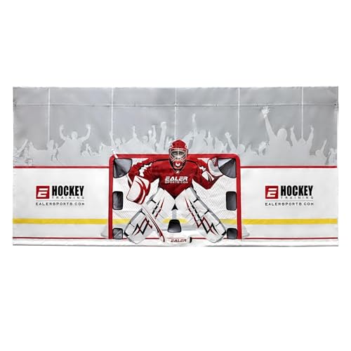 EALER Hockey Shooting Tarp 7x10 FT & 7/8x16 FT in 1 - Heavy Duty Goalie Target for Ice & Street Practice - Tear-Proof Built-in Shooter Tutor - Net Replacement for Garage Wall Protection - size: 7'/8' x 16' in 1