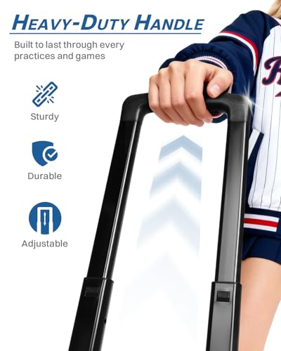 AUROTIER Rolling Baseball Bag with Wheels, Large All-Terrain Wheeled Softball Bag Holds 4 Bats, Water-Resistant Baseball Roller Backpack with Shoe Compartment and Fence Hooks for Players and Coaches - color: Black