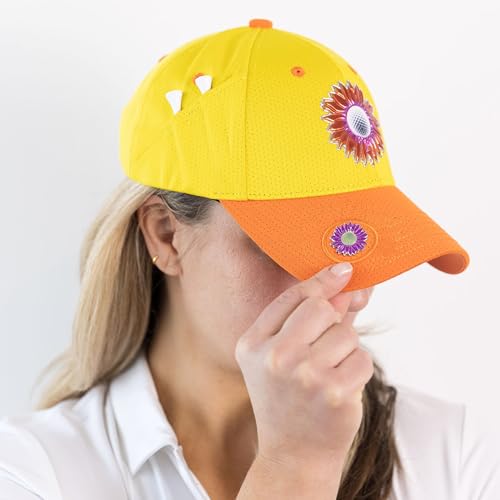 Ladies Adjustable Hats - Tee Holder with Tees & Bill Magnet with Ball Marker - 100% Custom Made - color: Sunny Dayz, style: Center