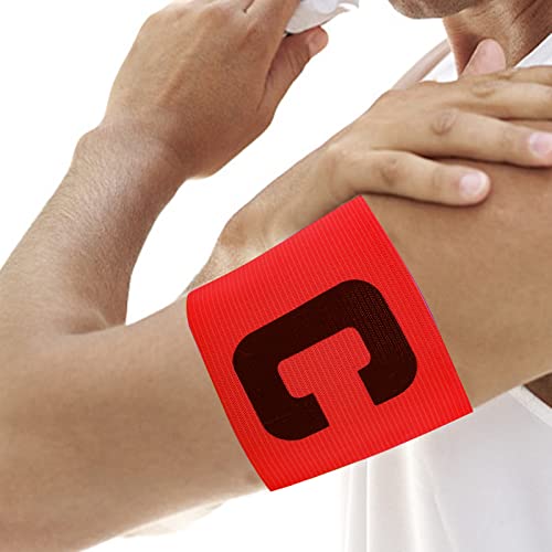 5 Pieces Elastic Football Soccer Captain Armband Adjustable Outdoor Football Player Bands for Youth Adult (Red)