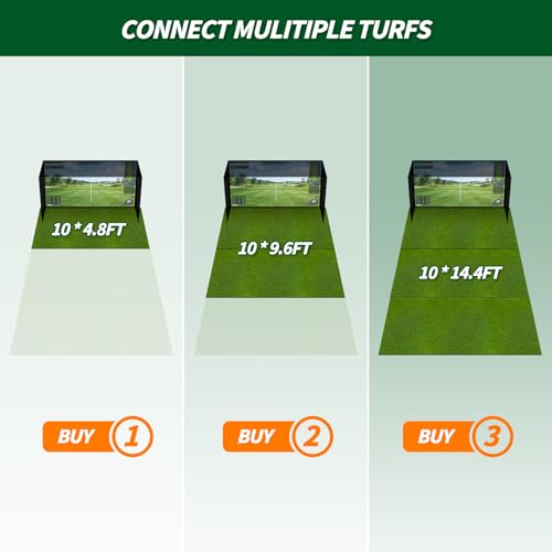 Golf Simulator Turf Mat, 15 mm 8/10/12ft Golf Mat for Indoor Home Setups, Golf Putting Mats Practice Outdoor Training Golf Hitting Mat for Putting Practice Football Sports Gym Backyard