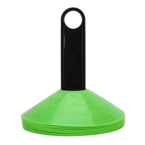 10 Pack Soccer Cones Field Markers Football Training Discs, with Carrying Handle for Speed Agility Training Skateboard Parking Traffic - color: Green
