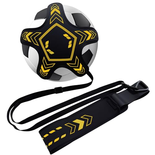 Soccer Training Equipment Football Kick Solo Trainer Adjustable Waist Belt Elastic Rope, Aids Hands Free Throw Sole Practice Fits Ball 3, 4, 5 and Volleyball Rugby (Yellow) - color: Yellow
