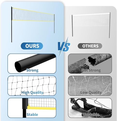 GAOMON 32FT Portable Volleyball Net System for Backyard and Beach - Professional Volleyball Net with 3-Level Adjustable Height Poles, Carrying Bag, Outdoor Volleyball Set for Grass & Sand