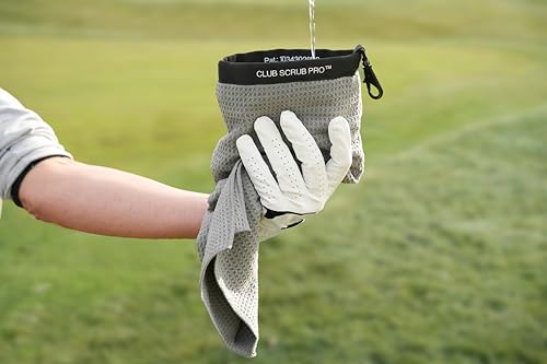 Club Scrub Towel Pro, Golf Club and Ball Cleaning Pouch with Attached Towel, Waterproof Exterior, Clean Face Technology Liner, Machine Washable, Cleans Club Grooves, Waffle-Weave Microfiber (Gray) - color: Gray