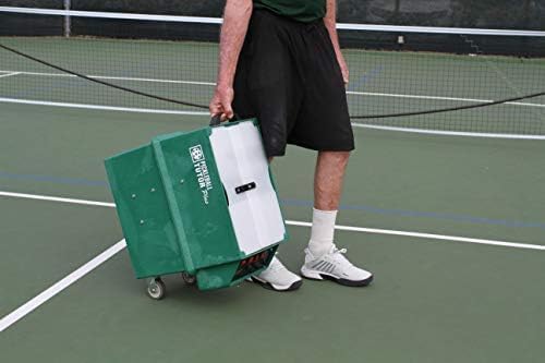 Pickleball Tutor Plus Ultra Model Ball Machine w/Multi-Function Remote. Variable TOPSPIN/Backspin. Speed 65 MPH. Includes PRESET Shots and Drills. Made in USA by #1 Pickleball Machine Company.