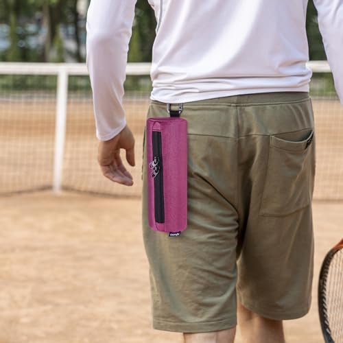 Cosmos Pickleball Ball Holder, Portable Carrying Storage Bag with Hook, Travel Accessory Pouch Holds 3 Pickleball Balls - color: Hot Pink