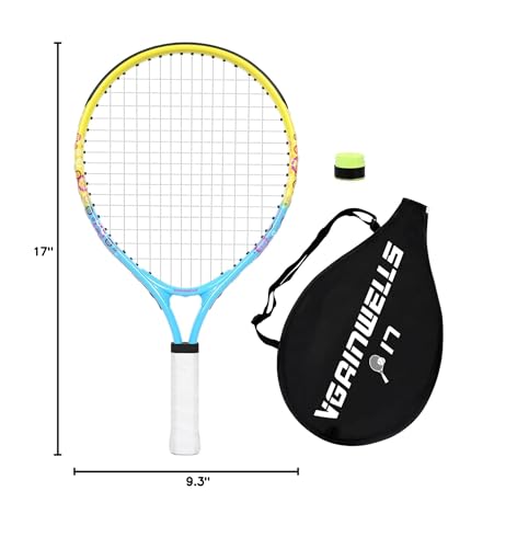 17"-23" Kids Tennis Racket for Aged 2-9, Lightweight and Durable, Including 1 Toddler Tennis Racket and 1 Replacement Grip Tapes