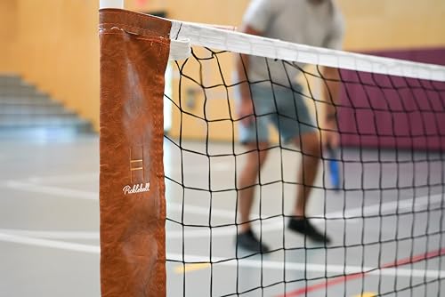 Portable Pickleball Net for Driveway, Street, Court, or Park Play, Outdoor Weather Resistant Netting, Heavy-Duty Tensioners, Stylish Leather Accents, Canvas Travel Bag