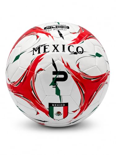 Elite Edition Soccer Ball - Training Soccer Ball – Durable TPU Outdoor Ball – Country Design (USA, Argentina, Brasil, Mexico, Portugal & More) - size: 5, style: MEXICO